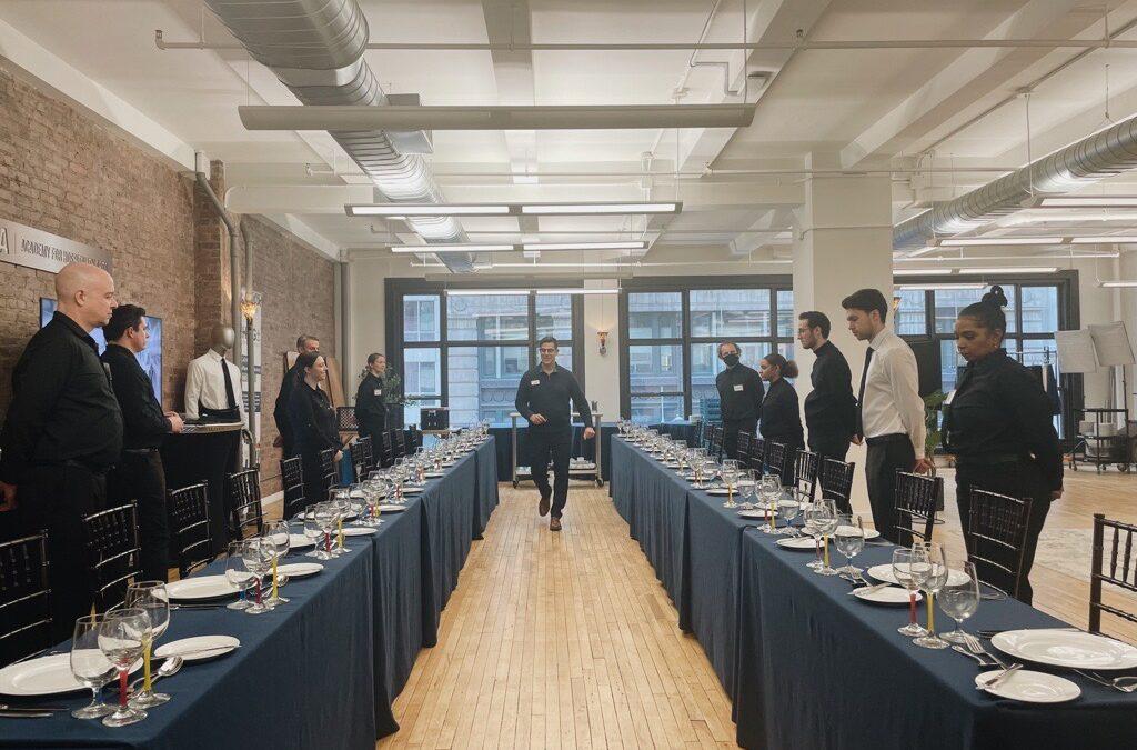 Professional hospitality staff training session